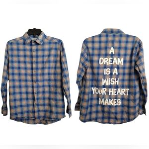 Cakeworthy Cinderella Blue Plaid Long-Sleeve Shirt with Back Graphic Size Small